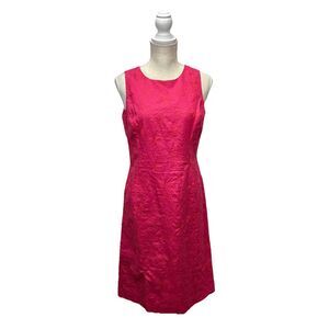 Jones New York Linen Sheath Dress 8 Fuchsia Embroidered Floral Sleeveless NWT